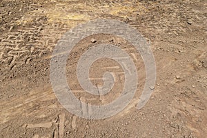 lots tire track on soil for background