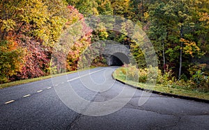Lots of tunnels are found along the Blue Ridge Parkway in autumn