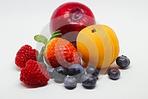 Lots of Various Fruits on a White Background