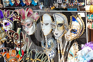 Lots of Venetian masks on display