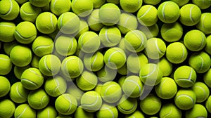 Lots of vibrant tennis balls, pattern of new tennis balls for background