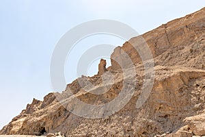 Lots  wife - Eshet Lot is a rock salt column on Mount Sodom - Sdom - on coast of Dead Sea in Israel. Reminiscent of shape of a