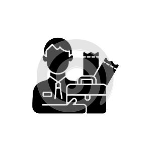 Lottery agent black glyph icon photo