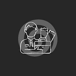 Lottery agent chalk white icon on dark background