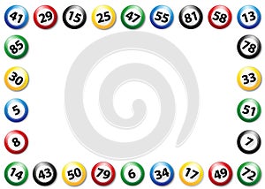 Lottery balls colourful frame, vector illustration