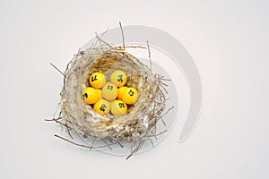 Lottery balls in a nest photo