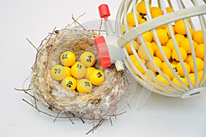 Lottery balls in a nest photo