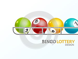 Lottery balls number. Lottery game gamble luck template poster design.