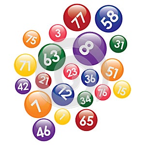 Lottery balls with numbers.