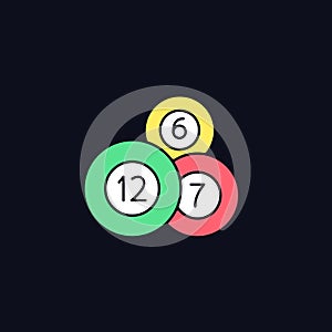 Lottery balls RGB color icon for dark theme