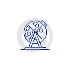 Lottery bingo cage line icon concept. Lottery bingo cage flat  vector symbol, sign, outline illustration.