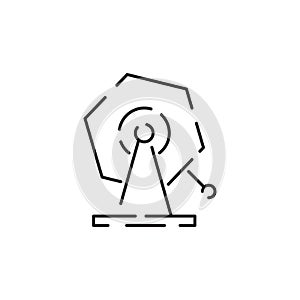 Lottery bingo cage line icon concept. Lottery bingo cage flat vector symbol, sign, outline illustration