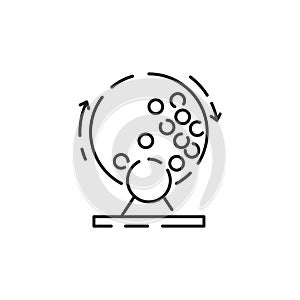 Lottery bingo cage line icon concept. Lottery bingo cage flat vector symbol, sign, outline illustration