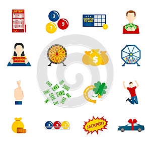 Lottery Icon Flat Set