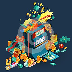 Lottery Jackpot Isometric Composition