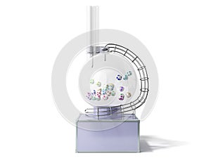 Lottery machine with lottery balls inside Lotto bingo game luck concept 3d illustration on white