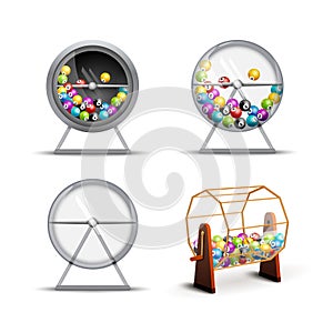 Lottery machine with lottery balls inside. Lotto game luck concept illustration