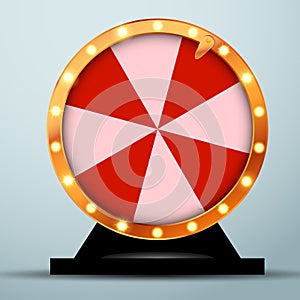 Lottery online casino fortune wheel in golden circle with red an