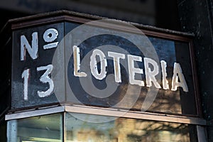 Lottery poster in Spanish language. Ancient and traditional aspect.Lottery poster in Spanish language.