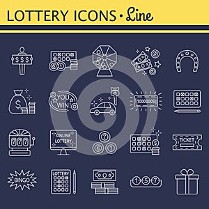 Lottery and profit fortune games black icon set isolated