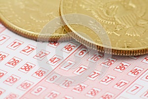 Lottery Ticket and coins