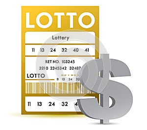 Lottery ticket with dollar sign