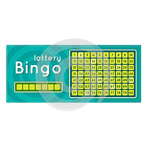 Lottery ticket for drawing money, prizes. Bingo game with numbers.