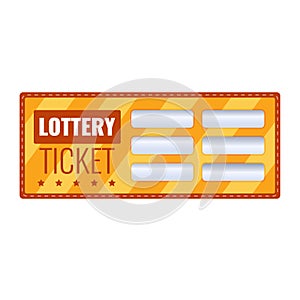 Lottery ticket for drawing money and prizes. Lottery luck, fortune.