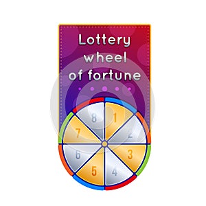 Lottery ticket for drawing money, prizes. Lottery wheel of fortune.