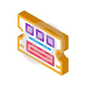 Lottery Ticket isometric icon vector illustration