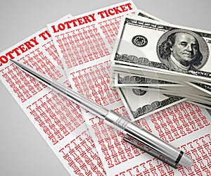 Lottery ticket and money concept
