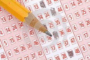 Lottery Ticket and pencil