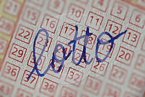 Lottery ticket with writing