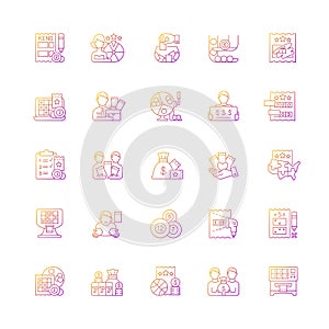 Lottery types gradient linear vector icons set