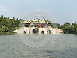 The Lotus Bridge in Shouxi Lake of Yangzhou