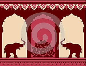 Lotus and elephant temple background