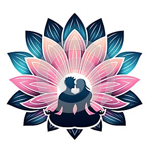 Lotus Embrace: Silhouette of Love and Meditation