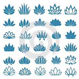 Lotus flower assorted icons set photo