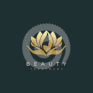 Lotus flower beauty salon and hair treatment logo