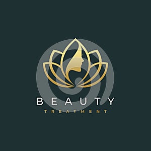 Lotus flower beauty salon and hair treatment logo