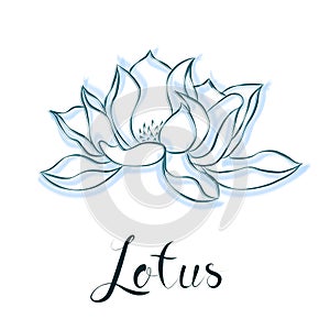 Lotus flower. Hand drawn Vintage Decorative Design Element. Vector illustration. Clip art. Ideal for Card, Invitation or Logo