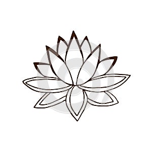 Lotus flower. Hand dran logo. Summer vector illustration