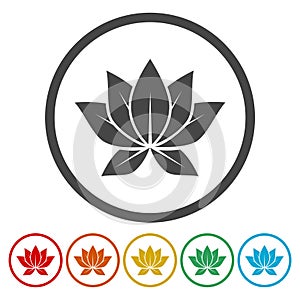 Lotus flower icon, logo. Isolated on white background. Vector illustration