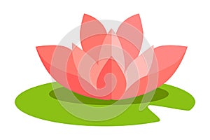 Lotus Flower Isolated in Flat Design on White