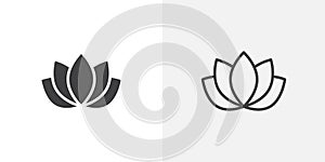 Lotus flower line icon isolated on white background