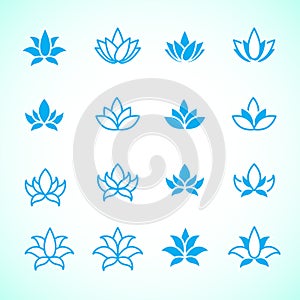 Lotus flower logo assorted icons set