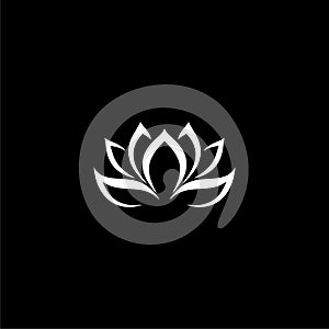 Lotus flower logo, Lotus flower icon on dark background