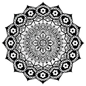 Lotus flower representing meaning : exactness, spiritual awakening, and purity In Buddhism in black and white in mandala style