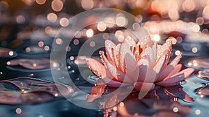 Lotus Flower on Serene Water at Twilight