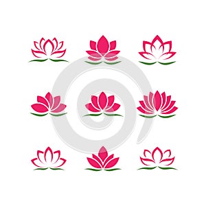 Lotus flower set. lotus symbol or icon for spa salon, yoga class or wellness industry